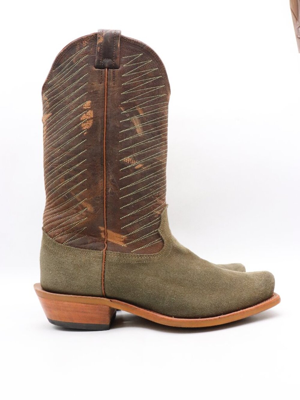 Fenoglio Roughout Boots Men's 11.5 XE Olive Green Suede Brown Western Boots USA